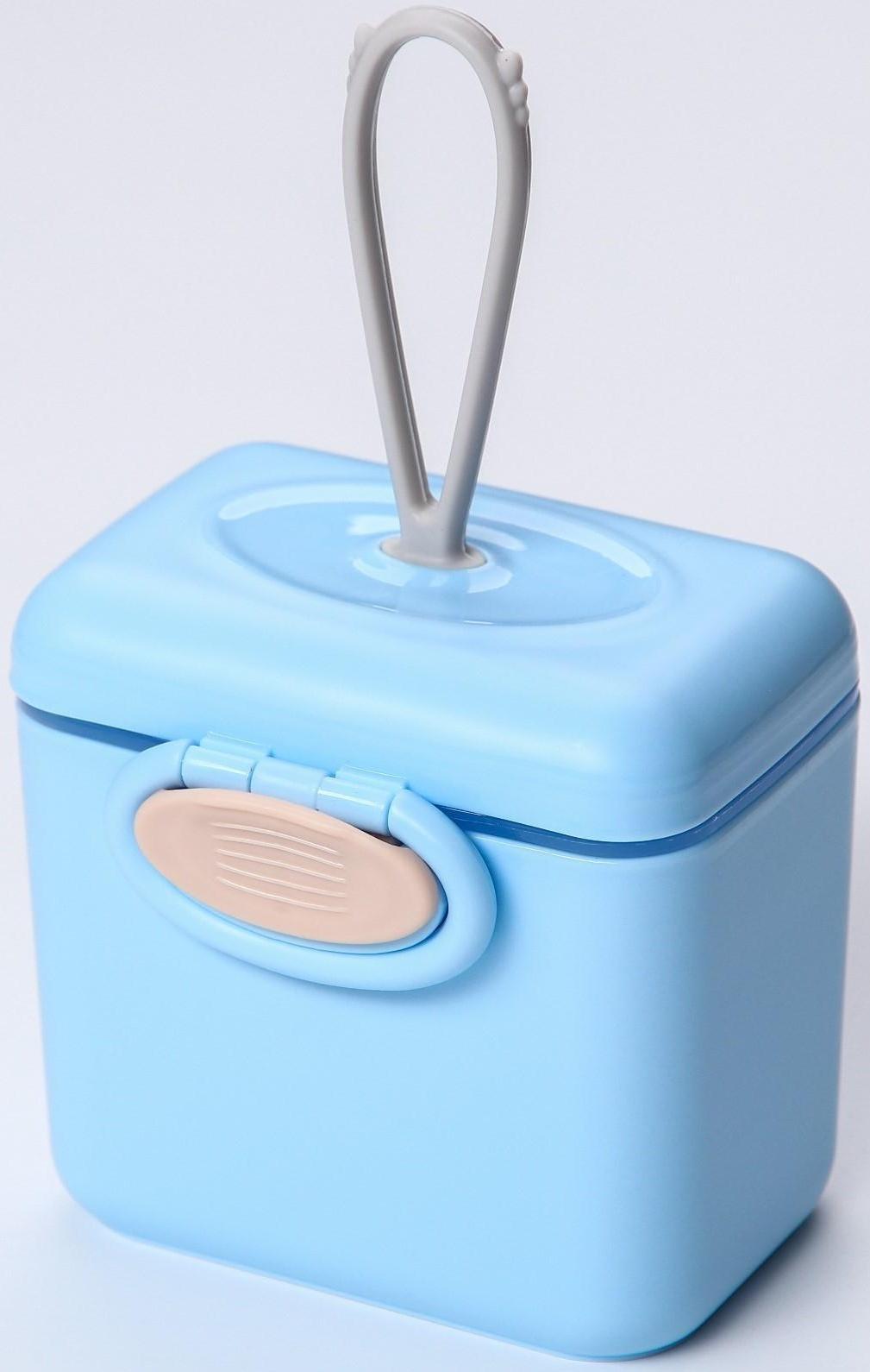 Контейнер для хранения детского питания 150 мл., с ложкой , цвет голубой