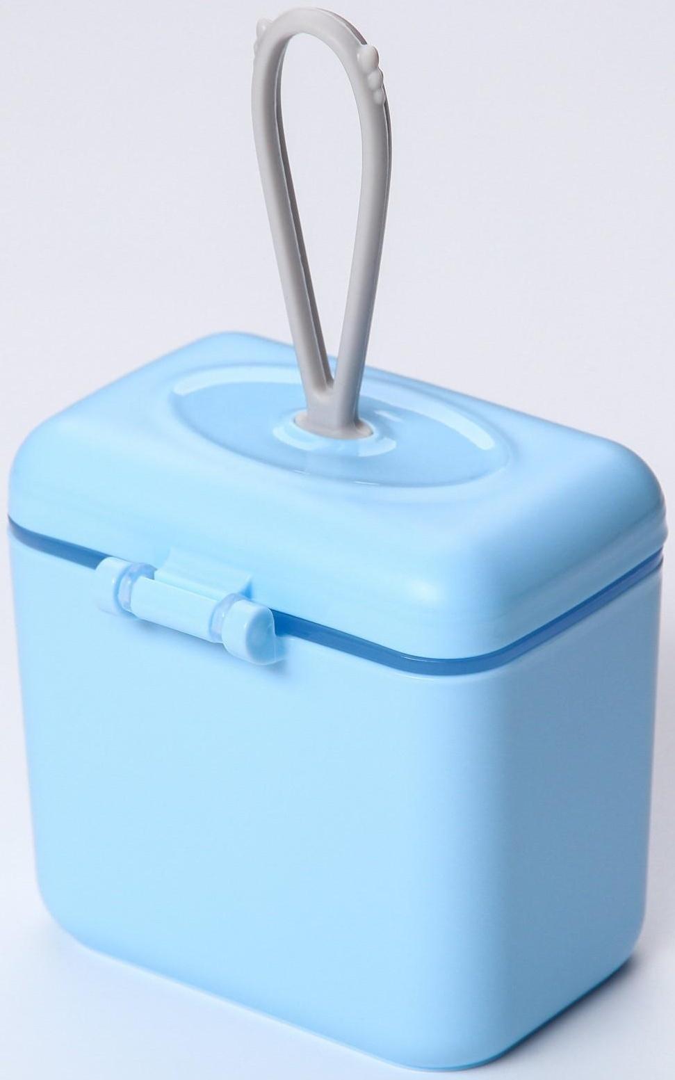 Контейнер для хранения детского питания 150 мл., с ложкой , цвет голубой