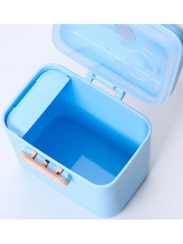 Контейнер для хранения детского питания 150 мл., с ложкой , цвет голубой