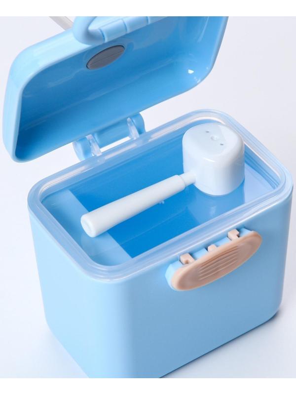 Контейнер для хранения детского питания 150 мл., с ложкой , цвет голубой