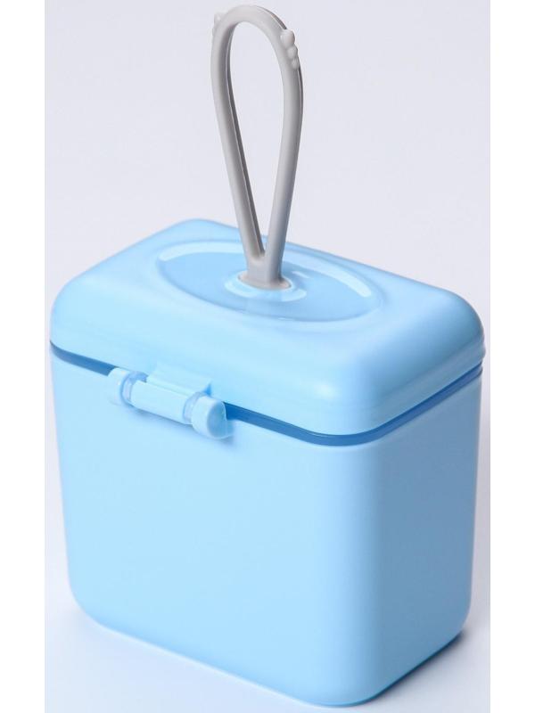 Контейнер для хранения детского питания 150 мл., с ложкой , цвет голубой