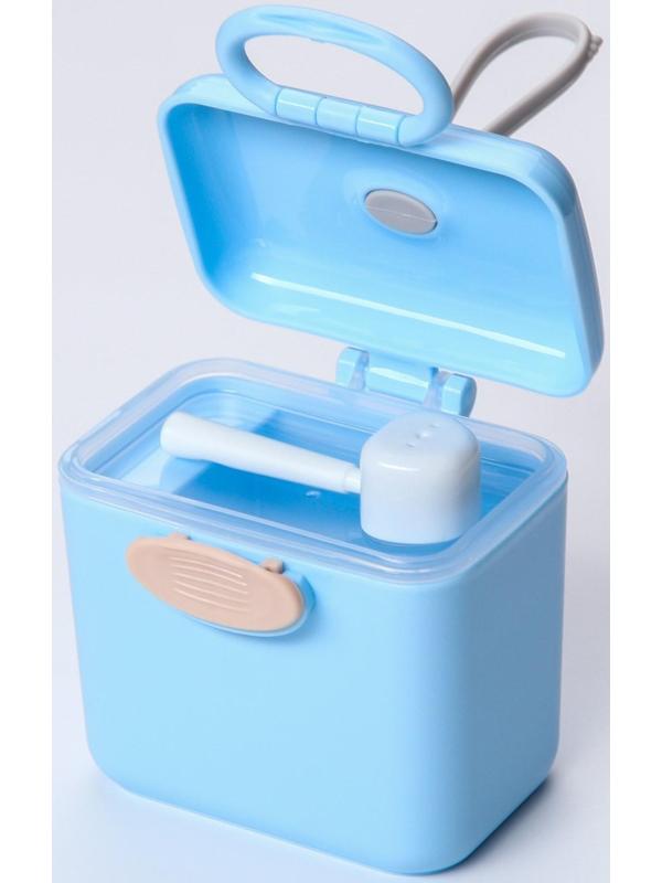 Контейнер для хранения детского питания 150 мл., с ложкой , цвет голубой