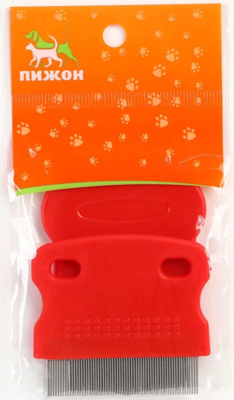 Набор из 2 расчесок-гребешков, с короткими и длинными зубьями, красный