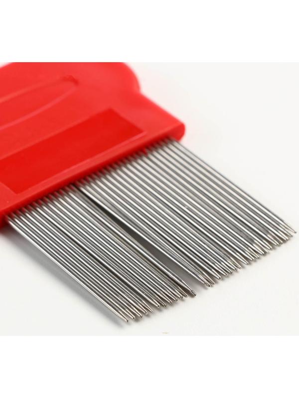 Набор из 2 расчесок-гребешков, с короткими и длинными зубьями, красный