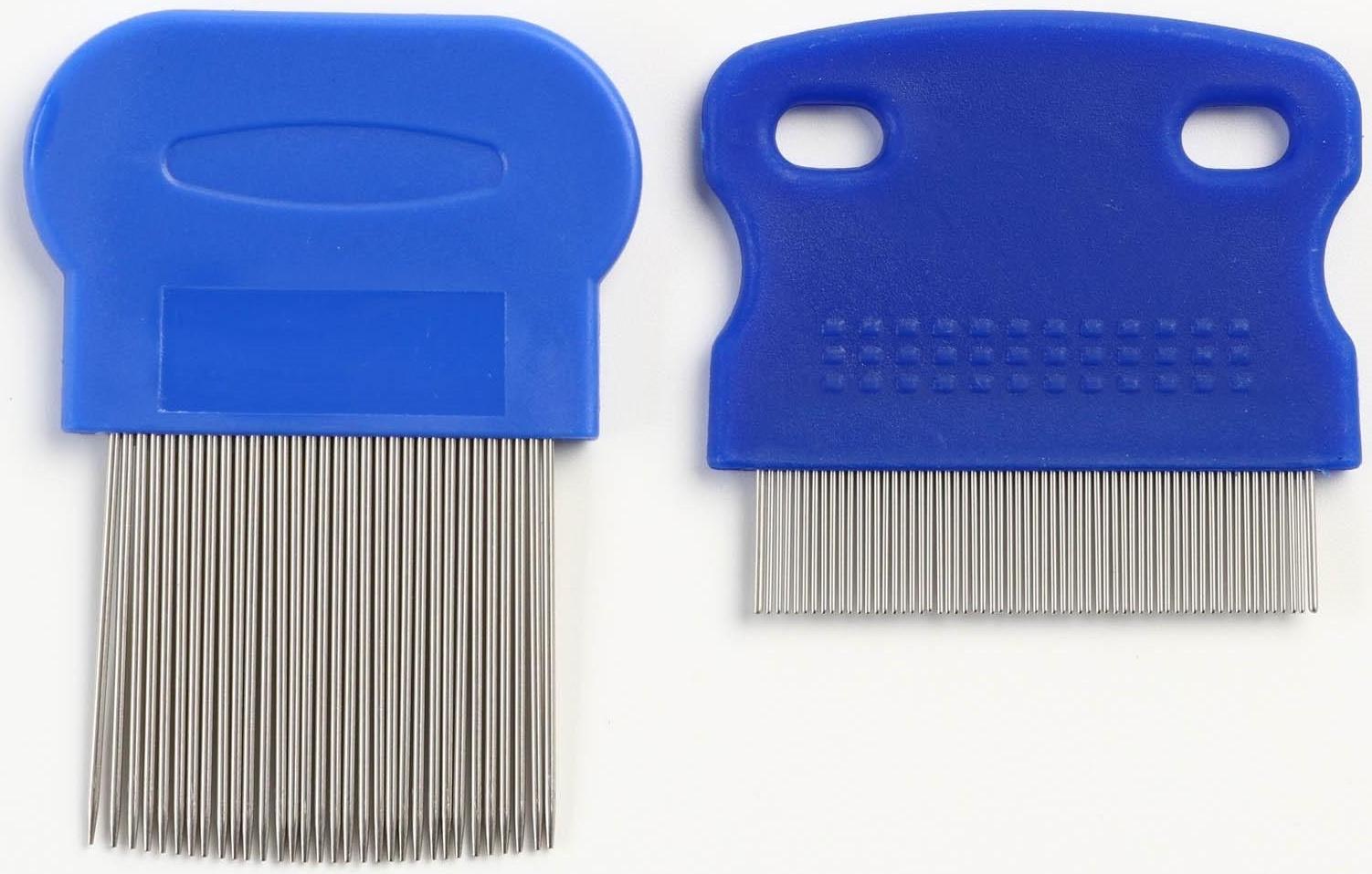 Набор из 2 расчесок-гребешков, с короткими и длинными зубьями, синий