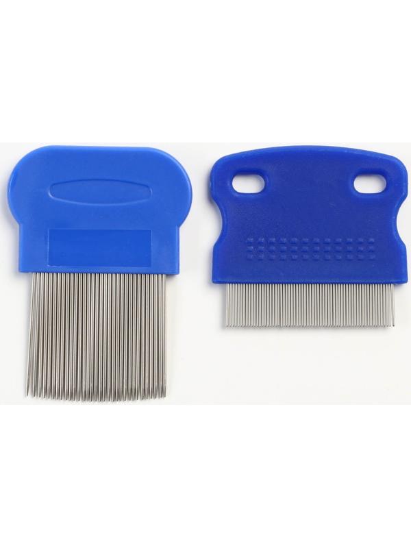 Набор из 2 расчесок-гребешков, с короткими и длинными зубьями, синий