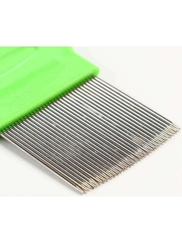 Набор из 2 расчесок-гребешков, с короткими и длинными зубьями, зелёный