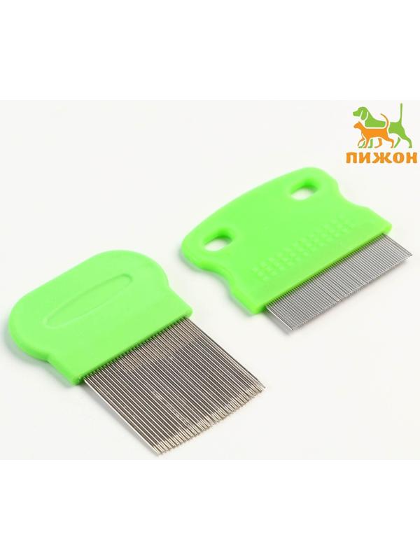 Набор из 2 расчесок-гребешков, с короткими и длинными зубьями, зелёный