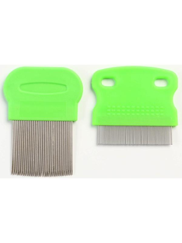 Набор из 2 расчесок-гребешков, с короткими и длинными зубьями, зелёный