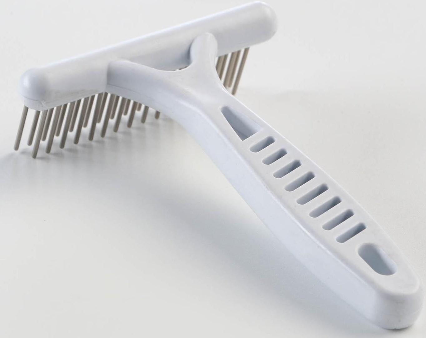 Расчёска-грабли 2-рядная, 13,5 х 8,8 см, белая