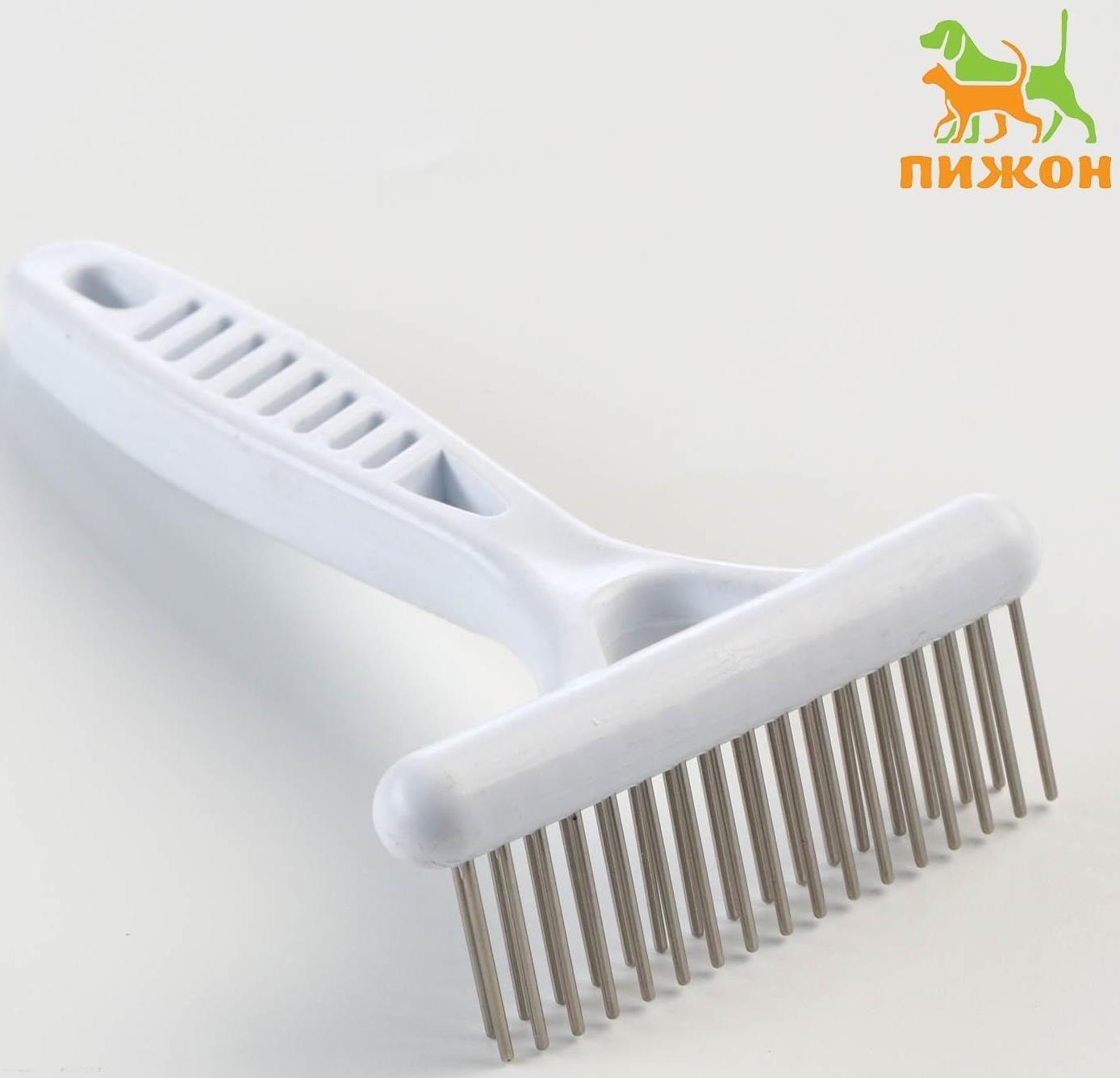 Расчёска-грабли 2-рядная, 13,5 х 8,8 см, белая