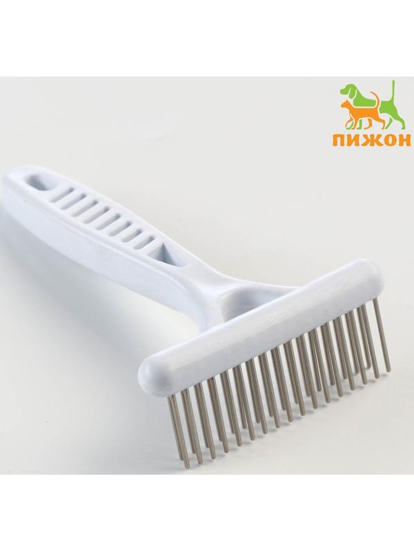 Расчёска-грабли 2-рядная, 13,5 х 8,8 см, белая