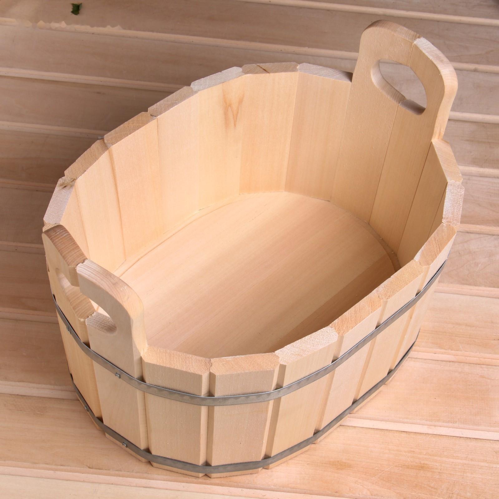 Шайка из липы, 15 л, овальная, нержавеющий обруч, 