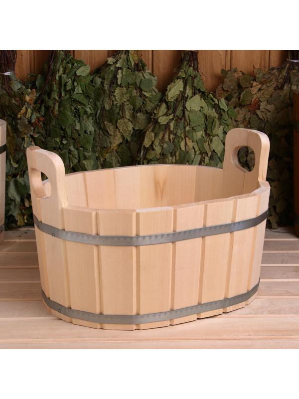 Шайка из липы, 15 л, овальная, нержавеющий обруч, 