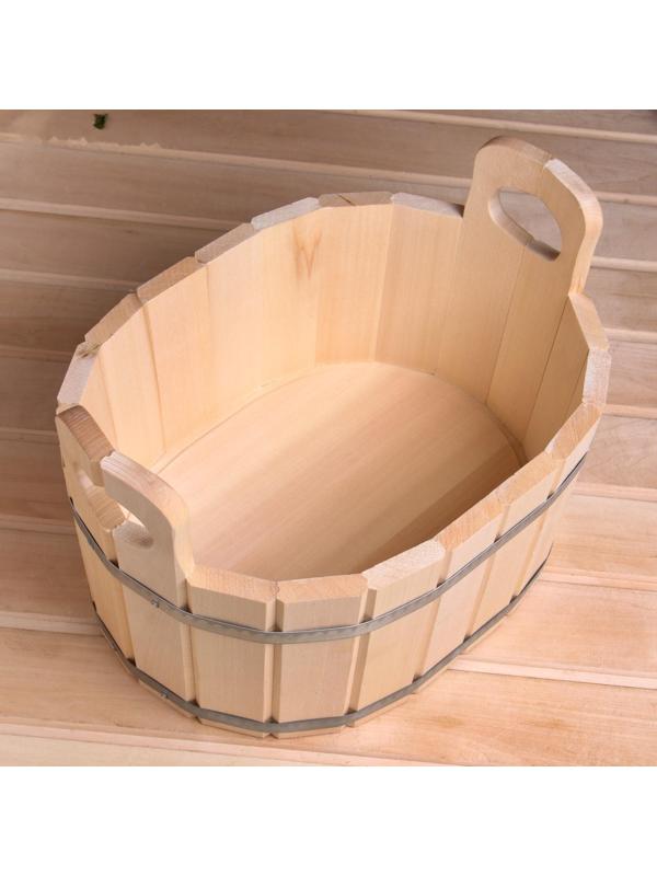 Шайка из липы, 15 л, овальная, нержавеющий обруч, 