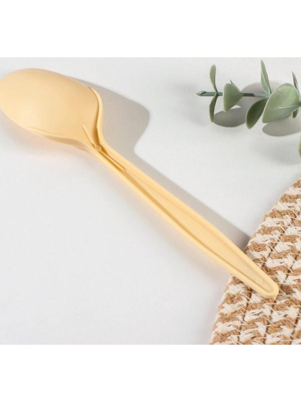 Ложка столовая одноразовая «БИО ЭКО премиум M», цвет бежевый