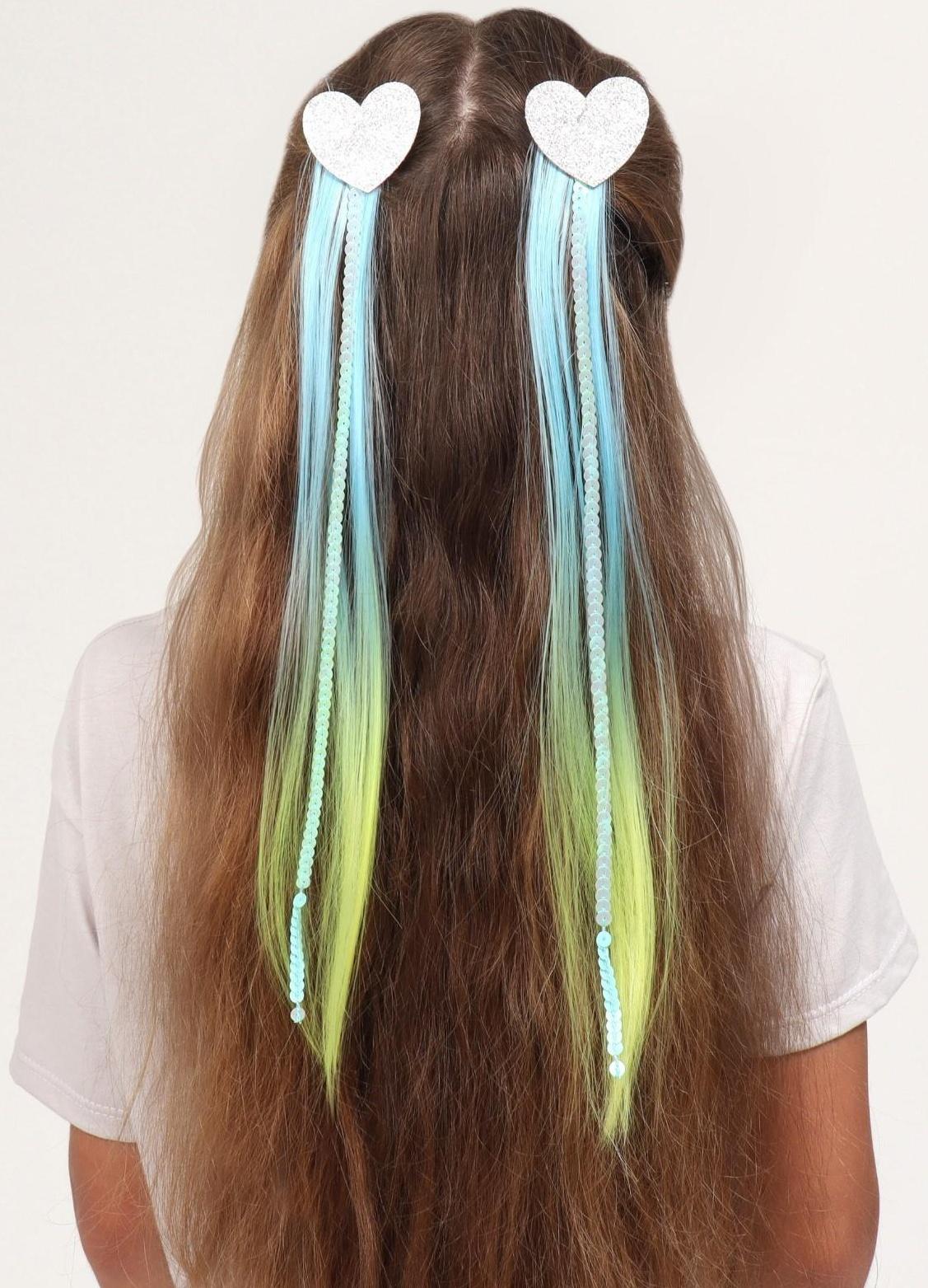 Локон накладной «Сердце», прямой волос, на заколке, 32 см, цвет МИКС