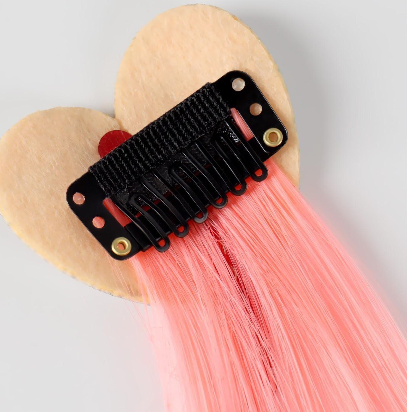 Локон накладной «Сердце», прямой волос, на заколке, 32 см, цвет МИКС