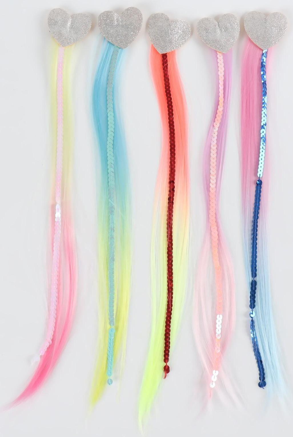 Локон накладной «Сердце», прямой волос, на заколке, 32 см, цвет МИКС