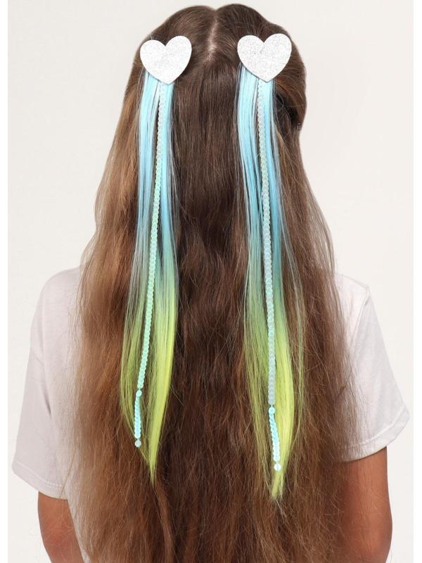 Локон накладной «Сердце», прямой волос, на заколке, 32 см, цвет МИКС