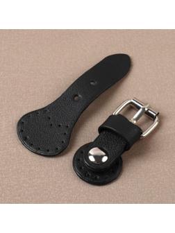 Застёжка для сумки на кнопке, 8 × 3 см, цвет чёрный