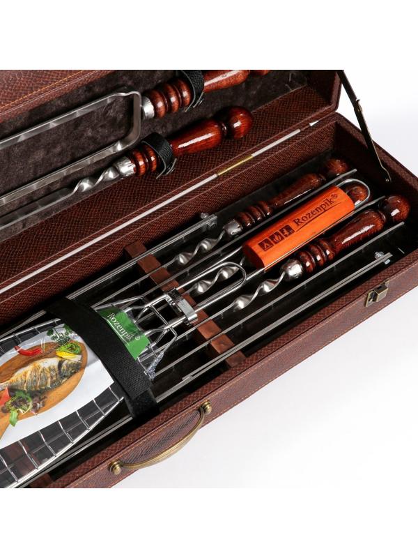 Набор шампуров в коробке из эко-кожи 