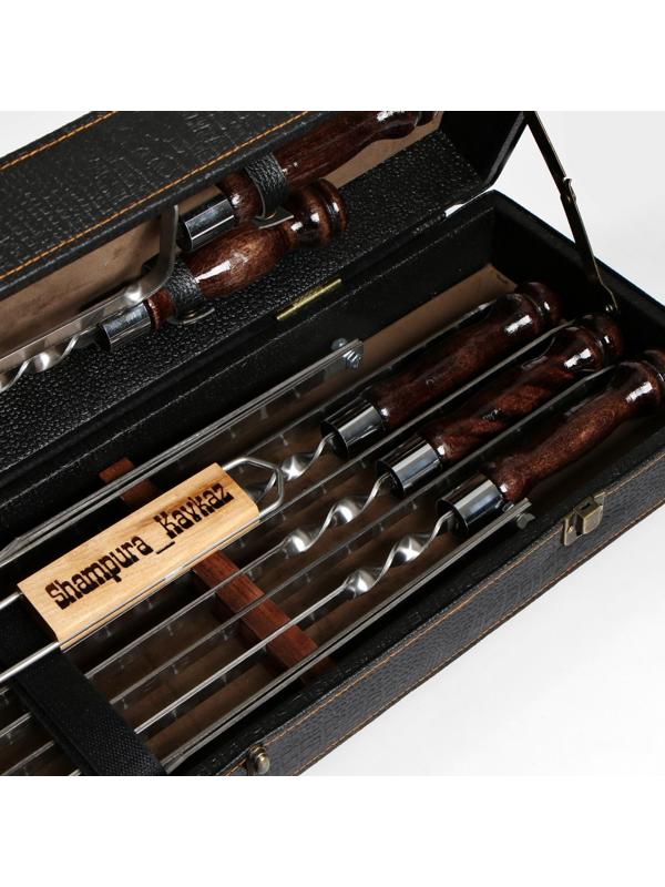 Набор шампуров в коробке из эко-кожи 