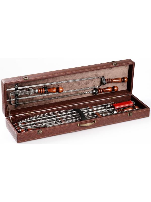 Набор шампуров в коробке из эко-кожи 