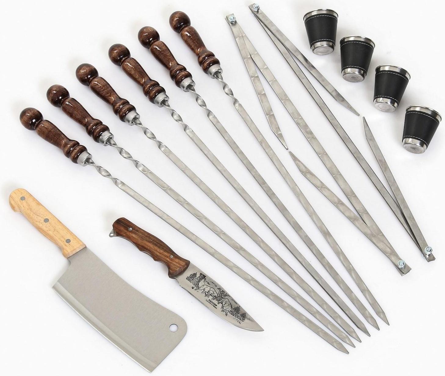 Набор шампуров в коробке из эко-кожи 