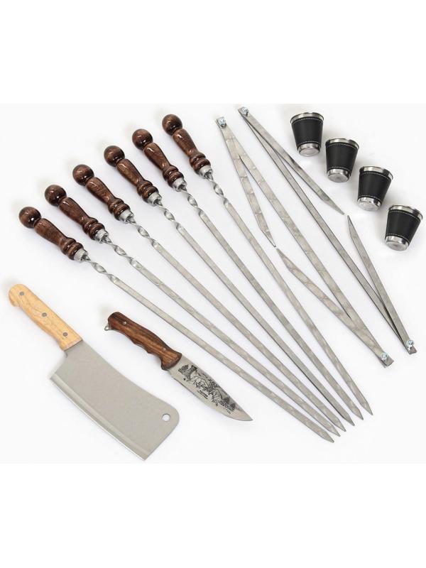 Набор шампуров в коробке из эко-кожи 