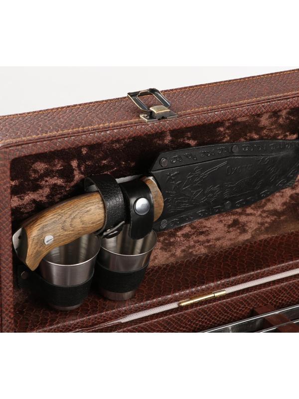 Набор шампуров в коробке из эко-кожи 