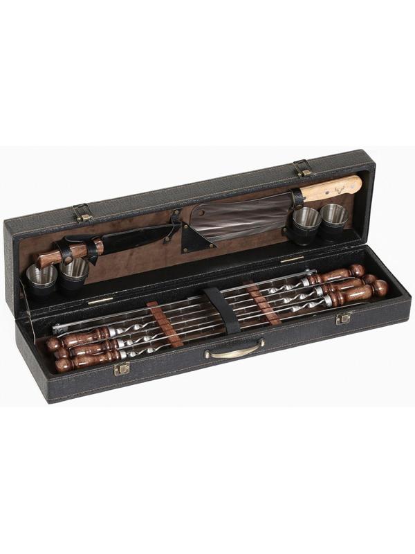 Набор шампуров в коробке из эко-кожи 