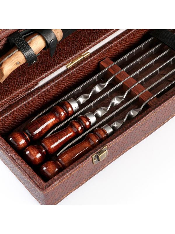 Набор шампуров в коробке из эко-кожи 
