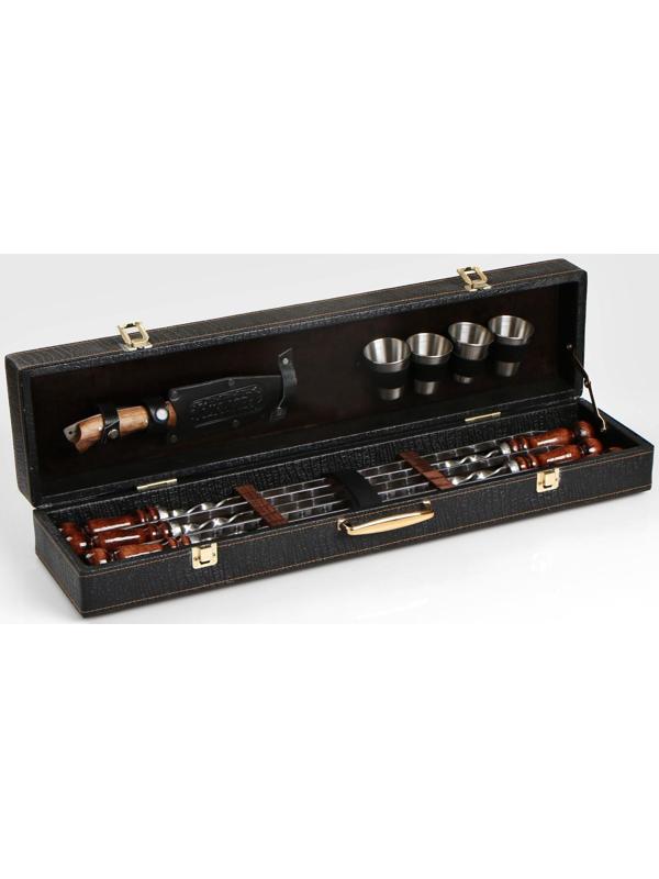 Набор шампуров в коробке из эко-кожи 