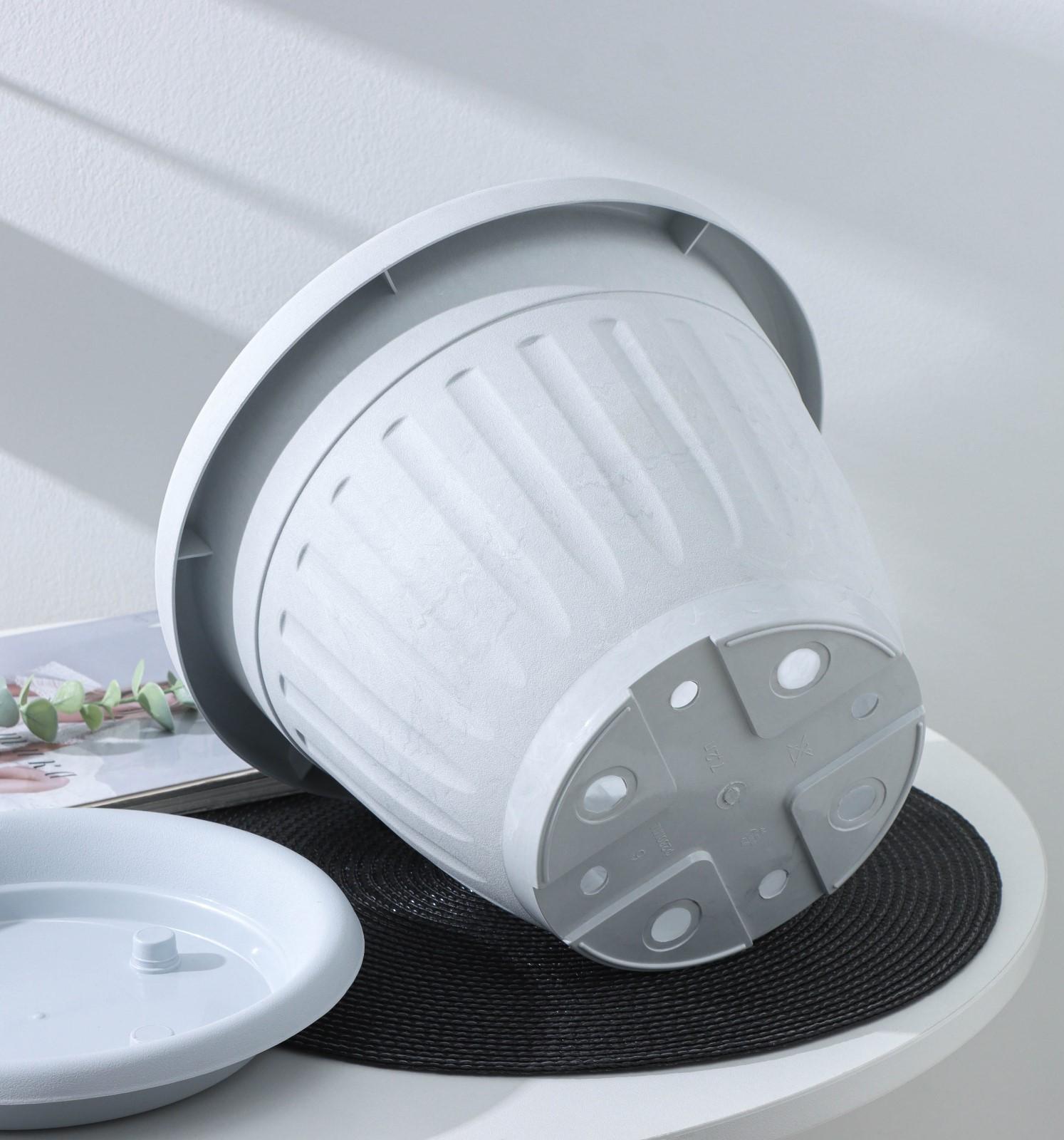 Горшок для цветов с поддоном «Сильвер ЭКО», 7,2 л, d=28 см, цвет светло-серый