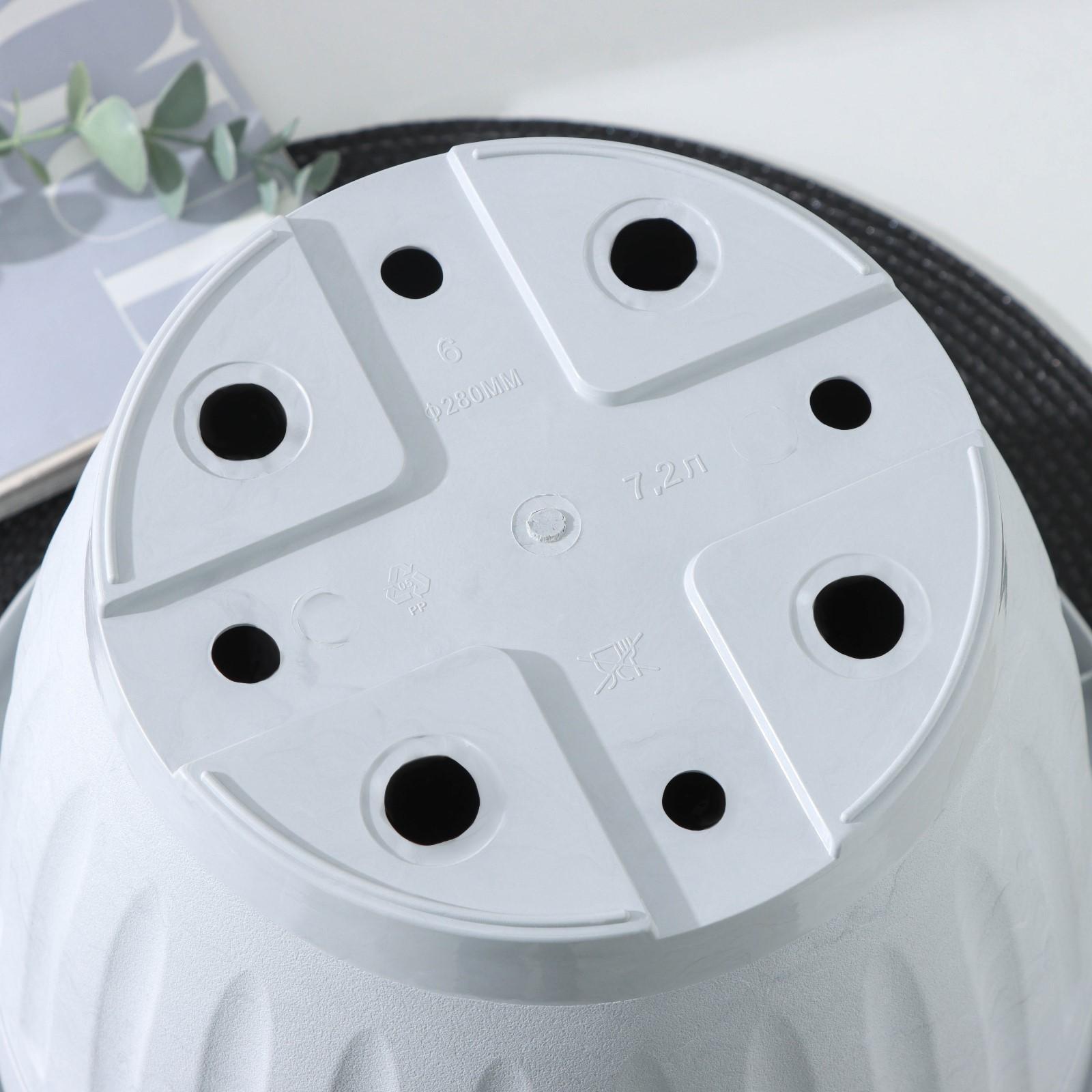 Горшок для цветов с поддоном «Сильвер ЭКО», 7,2 л, d=28 см, цвет светло-серый