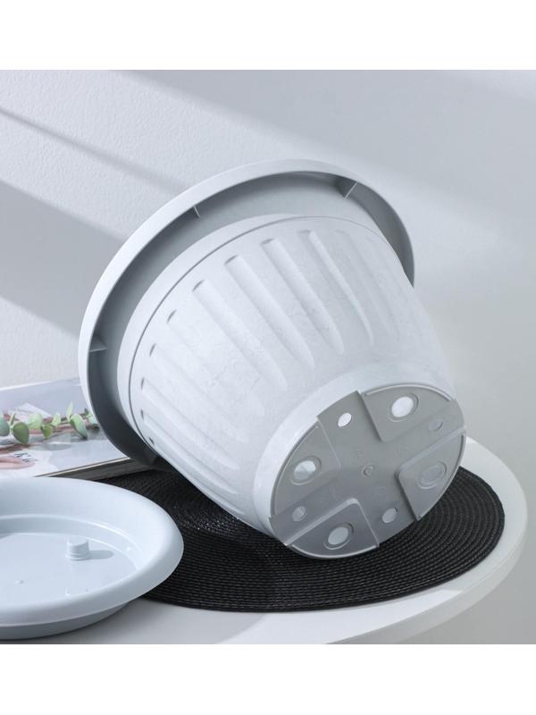 Горшок для цветов с поддоном «Сильвер ЭКО», 7,2 л, d=28 см, цвет светло-серый