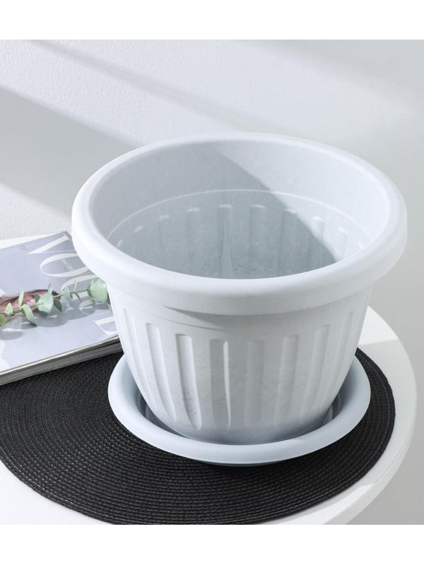 Горшок для цветов с поддоном «Сильвер ЭКО», 7,2 л, d=28 см, цвет светло-серый