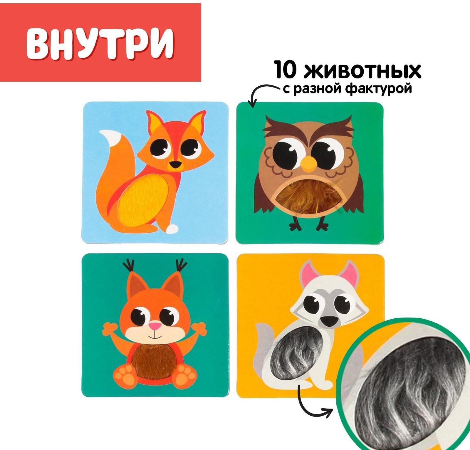 Развивающий набор «Животные леса», тактильные карточки