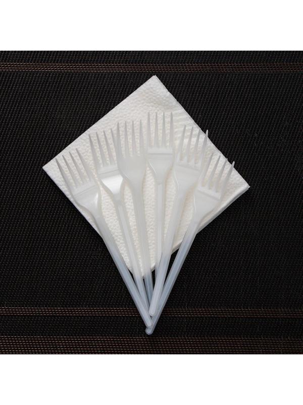 Набор одноразовой посуды на 6 персон «Летний №2», тарелки плоские, стаканчики 200 мл, вилки, салфетки, цвет белый