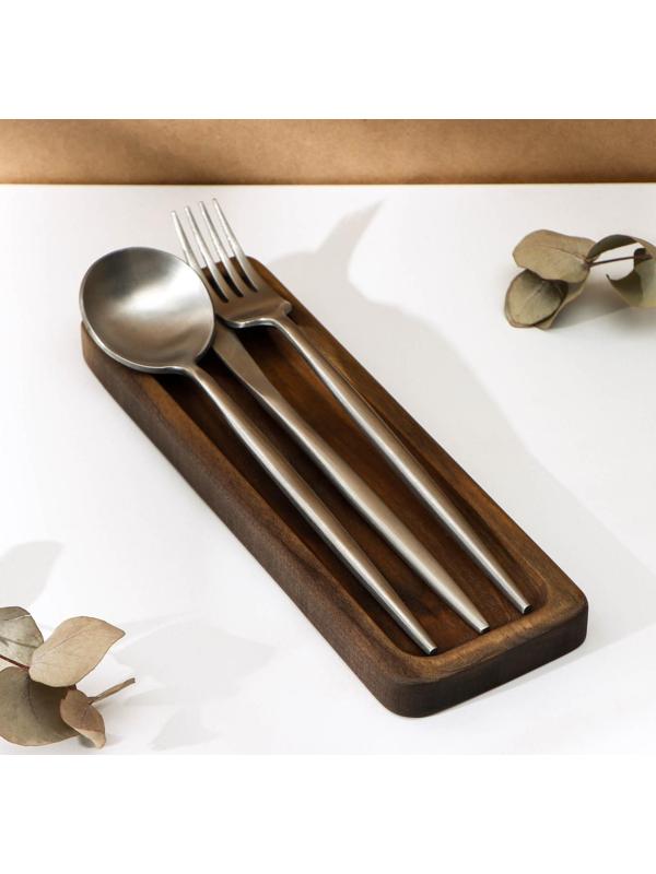Подставка для столовых приборов Adelica, 23×8×1,8 см, окрашен в тёмный цвет, берёза