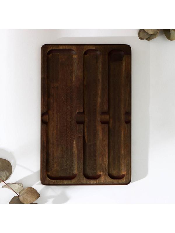 Подставка для столовых приборов Adelica, 3 секции, 24×15×1,8 см, окрашен в тёмный цвет, берёза