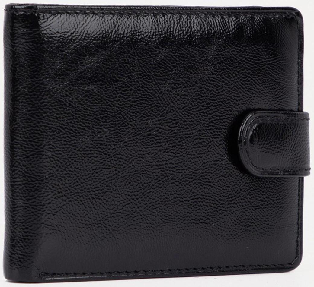 Портмоне на кнопке, для купюр, для карт, для монет, цвет чёрный