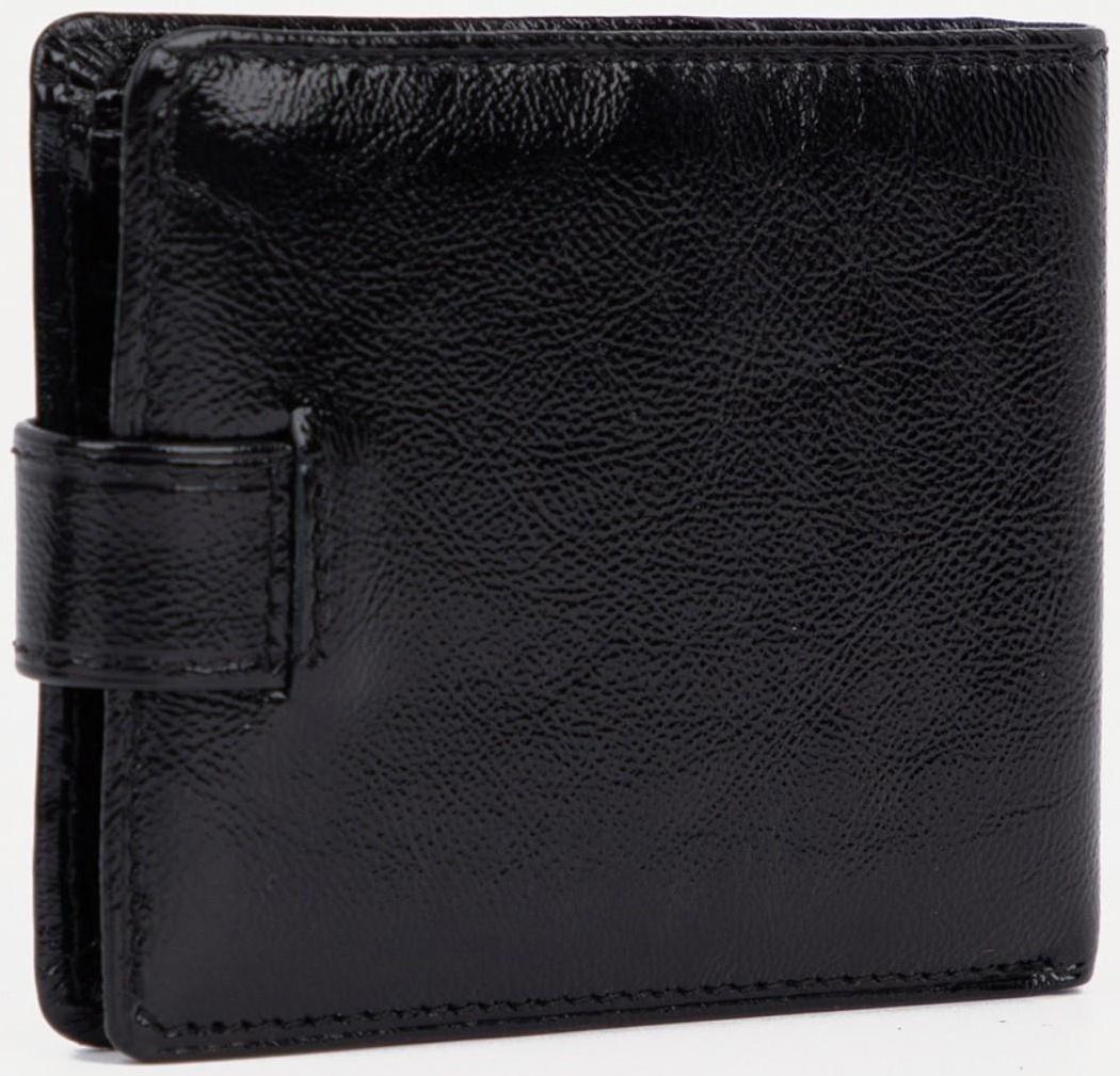 Портмоне на кнопке, для купюр, для карт, для монет, цвет чёрный