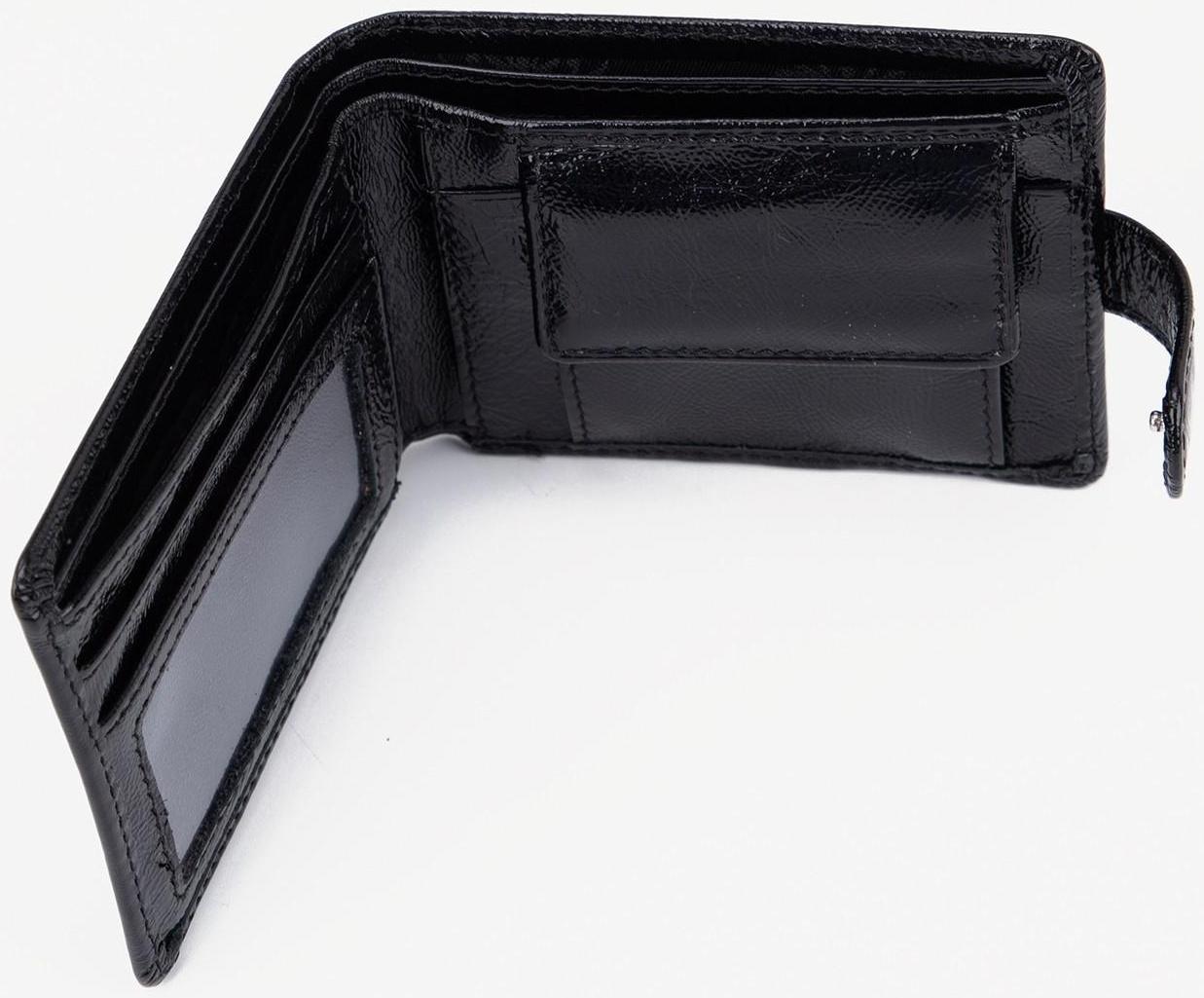 Портмоне на кнопке, для купюр, для карт, для монет, цвет чёрный