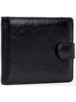 Портмоне на кнопке, для купюр, для карт, для монет, цвет чёрный