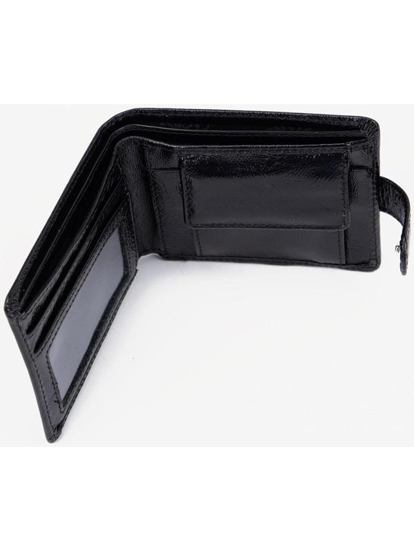 Портмоне на кнопке, для купюр, для карт, для монет, цвет чёрный