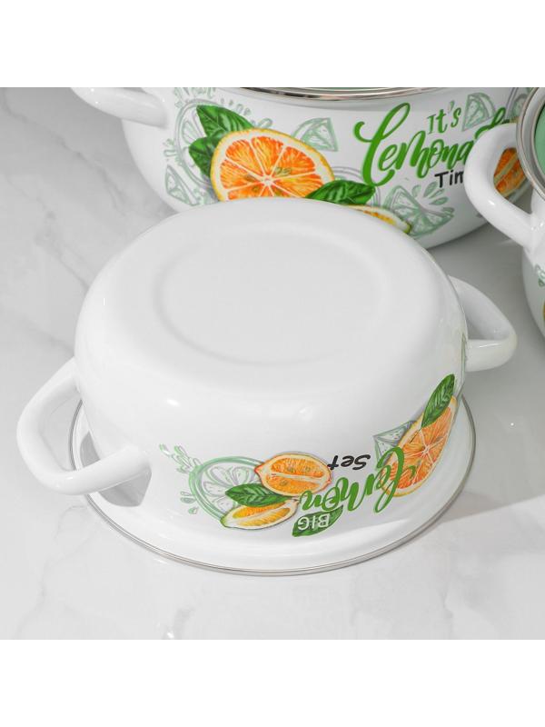 Набор кастрюль «Лимонный сет», 3 предмета: 2 л, 3 л ,4 л, индукция, цвет белый