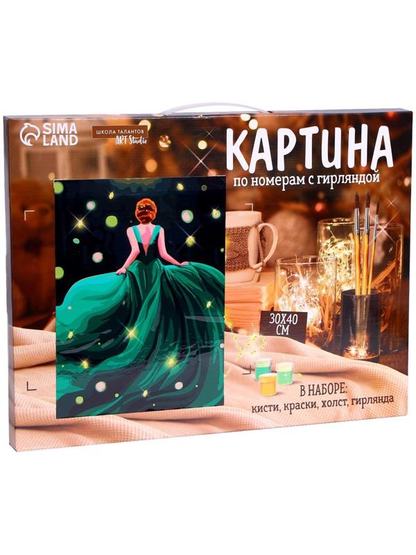 Картина по номерам на раме, с гирляндой «Платье», 30х40 см
