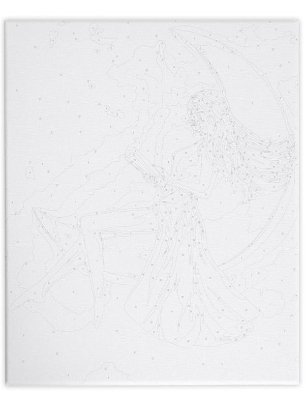 Картина по номерам на раме, с гирляндой «Девочка на луне», 30х40 см